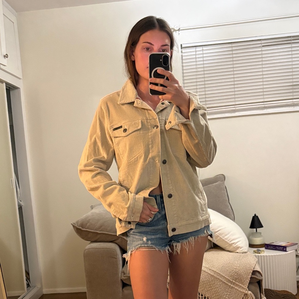 Beige Corduroy Utility Jacket